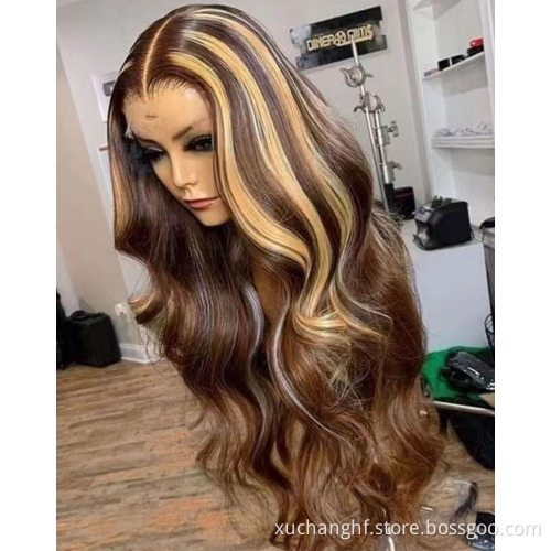 100% Real Mink Brazilian Human Hair Highlight bob Wig Ombre Color Lace Frontal Lace closure Cuticle Aligned Virgin Hair Wig